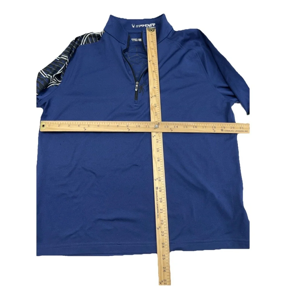 Spyder Men's M 1/4 Zip‎ Pullover Base Layer Shirt Spider Web Design Blue Ski